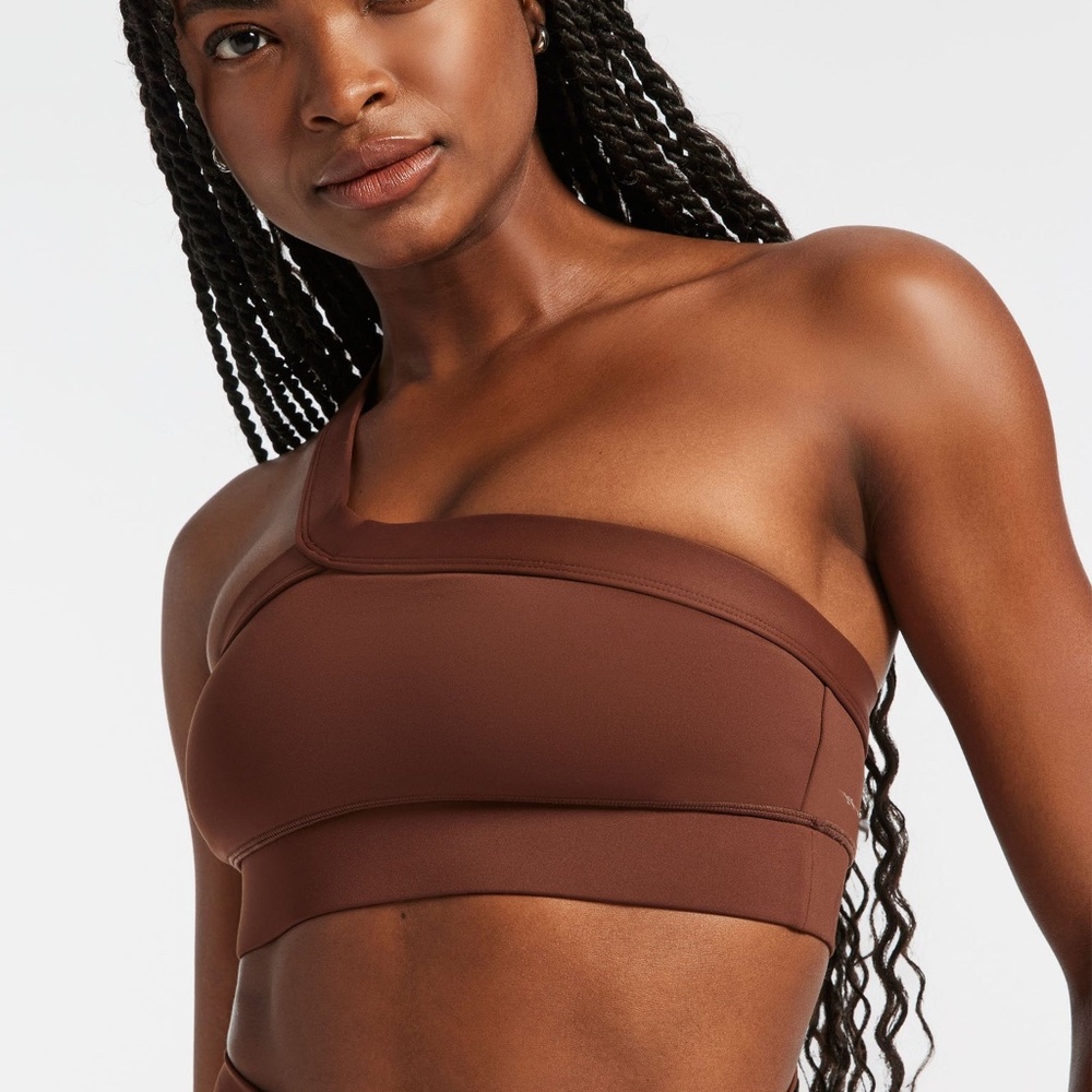 NWT IVL collective One Shoulder sports Bra downtown brown athleisure lifting gym - Picture 5 of 8